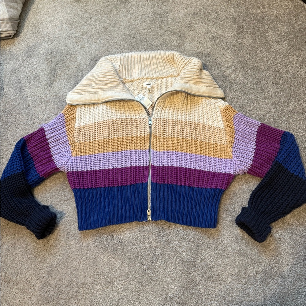 Aerie Multicolor Striped Cardigan